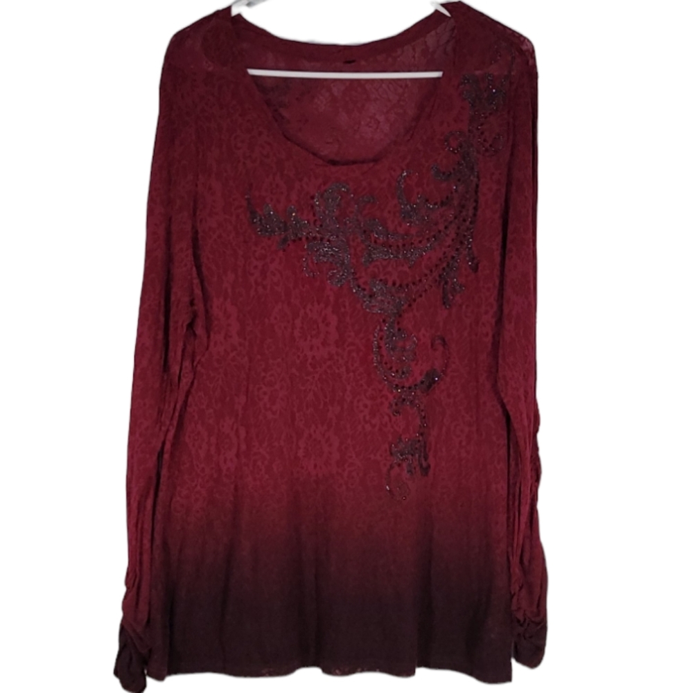 Seven 7- Plus Size 22/24 Purple Lace Blouse